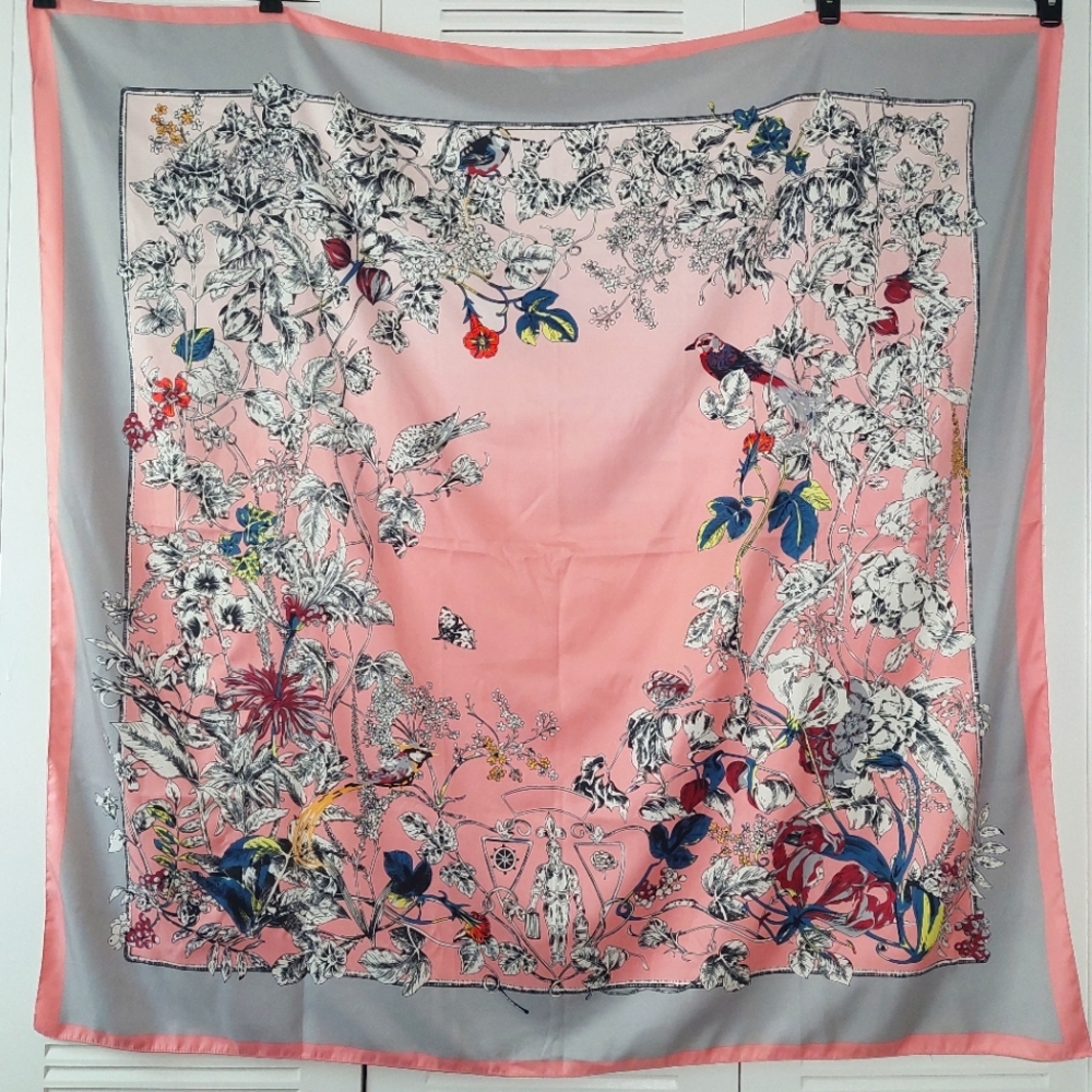 100% Silk Scarf - Pink Floral